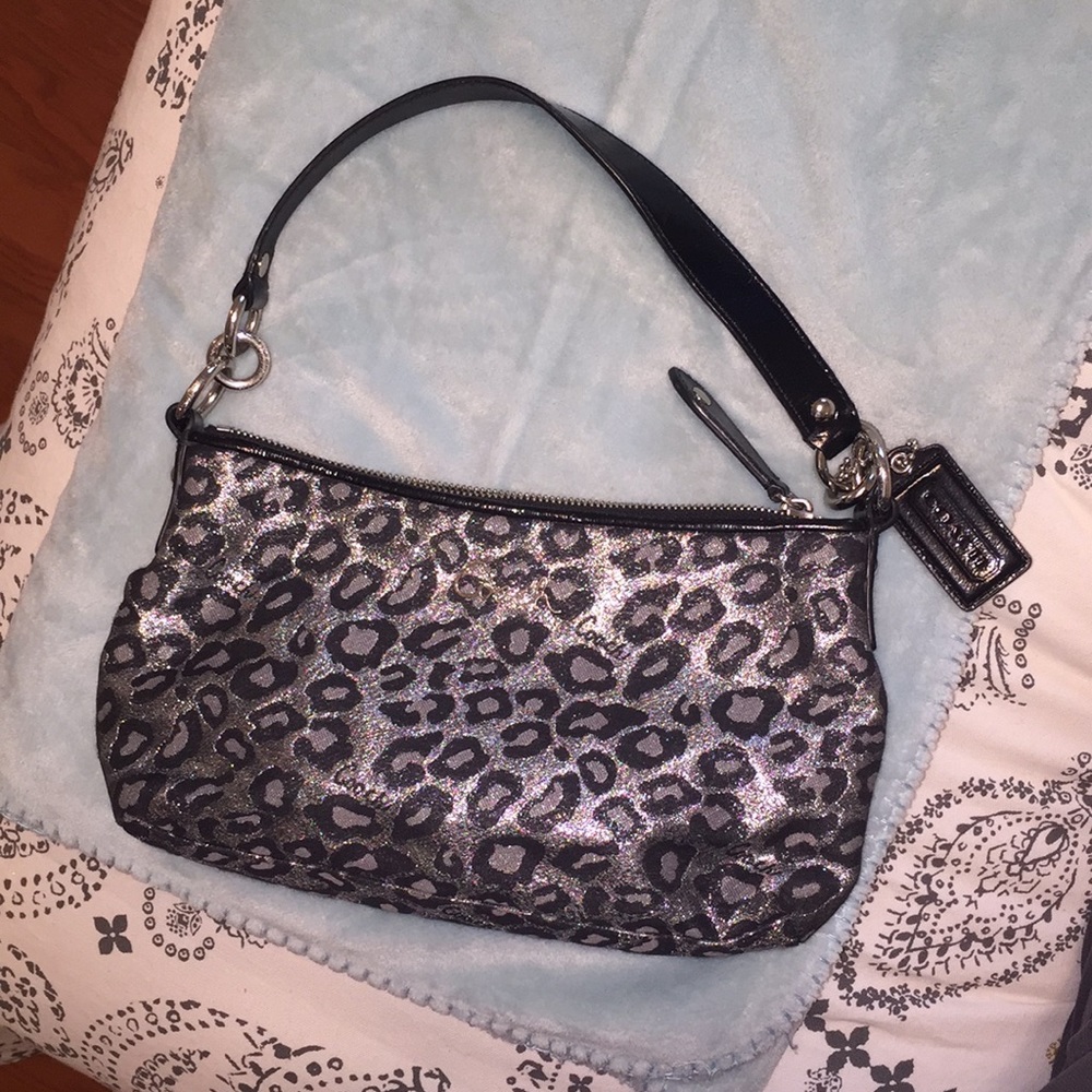 COACH metallic cheetah print shoulder bag